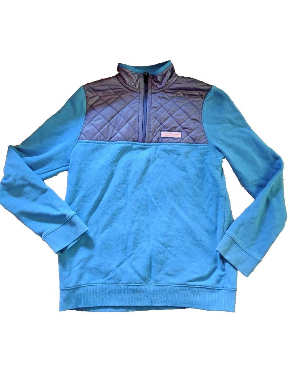 Vineyard Vines Boys L Large 16 Quilted Hybrid Shep Shirt 1/4 Zip Pullover Blue
